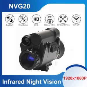 NVG20 Helmet Night Vision Monocular Wide View 40° 940nm IR WIFI Digital 16GB - Imagen 1 de 13