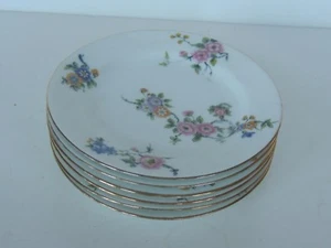Set 6 Antique Jean Pouyat Porcelain Bread Plates JP Limoges France Roses & Gold - Picture 1 of 5