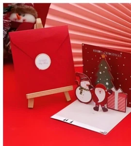 Cute Christmas Santa Gift 3D Pop Up Holiday Greeting Card Christmas FAST SHIP! - Picture 1 of 1