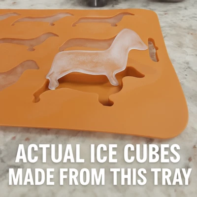 Ice Cube Tray Silicone - Dachshund Shaped Ice Cubes - Used To Test If It Works  - Image 1 of 4