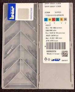 ISCAR GRIP 3003Y IC908 ** 10 INSERTS ** FACTORY PACK ** - Picture 1 of 2