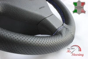 FÜR NISSAN SKYLINE R34 99-02 - SCHWARZ PERF LEDER LENKRADABDECKUNG ROYALBLAU - Bild 1 von 6
