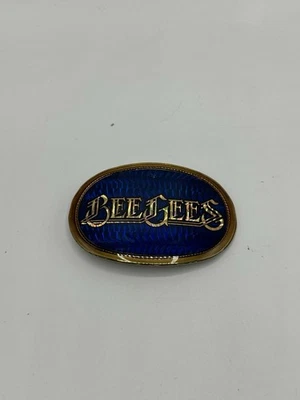 Vintage 1977 Bee Gees Belt Buckle Rock Band Music Memorabilia 3.25" Blue & Gold - Image 1 of 3