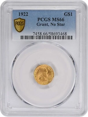 Dólar de oro conmemorativo Grant sin estrella 1922 MS66 PCGS Foto 1 de 4