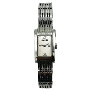 Gucci Watch Silver Vintage Logo Metal White Bracelet 8600L Ladies Wristwatch - Picture 1 of 5