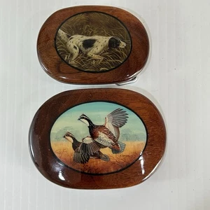 Vintage Dale Larison Wachtel & Spaniel Gürtelschnallen Kunst Holz Jagd nummeriert - Bild 1 von 9