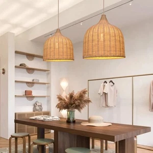 Arturesthome 1 Light Rattan Woven Pendant Light 13.78in Handmade Ceiling Ligh... - Picture 1 of 7