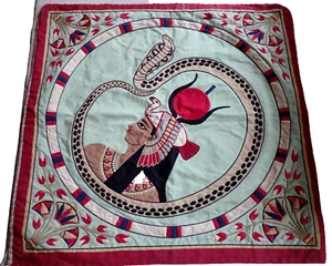 Cleopatra Applique Textile Cushion cover Antique Egypt circa 1930s - Picture 1 of 16