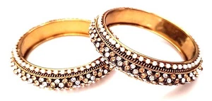 Indischer Gold Armreif Diamant Armband hell asiatisch Hochzeit Schmuck Party 4 - Bild 1 von 4
