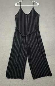 American Eagle black and white striped Adjustable strap v-neck jumpsuit size M - Picture 1 of 11