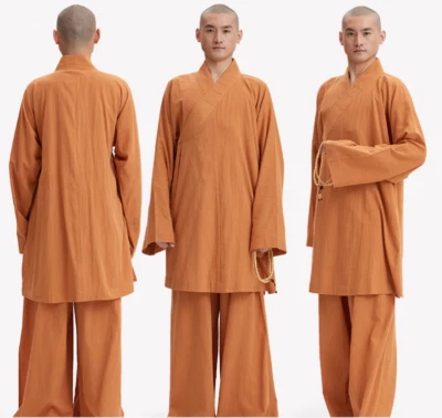 Buddhist Shaolin Monk Robe Full Set Cotton Thin Kung Fu Suit Meditation Uniforms - Image 1 of 4