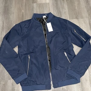 jack&jones mens large navy blue bomber jacket NWT - Picture 1 of 5