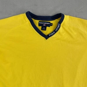 Polo Ralph Lauren Sport Spellout T Shirt Men XL Yellow V Neck Short Sleeve - Picture 1 of 7