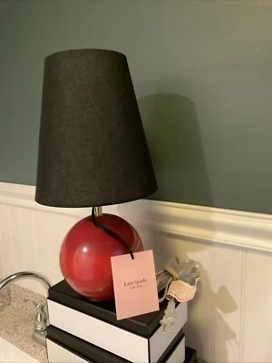 KATE SPADE NY Small Ceramic TABLE LAMP W Red GLOBE & Black SHADE BNWT - Image 1 of 3