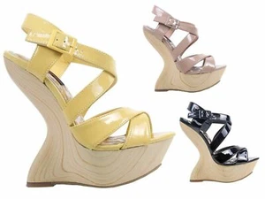 Slingback Gladiator Platform Pump 3 colori punta aperta donna 6"" tacchi alti funky - Foto 1 di 22