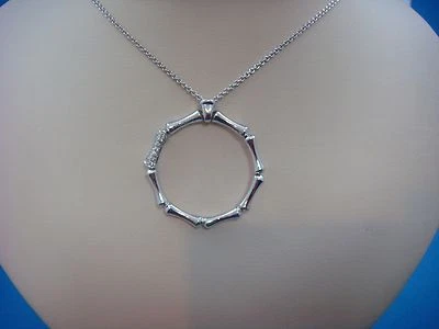 CHIMENTO BAMBOO REGULAR COLLECTION LARGE 18K WHITE GOLD NECKLACE WITH DIAMONDS - Image 1 of 4