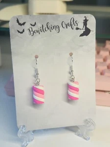 Marshmallow Flump Twist Earrings Fun Festival Faux Candy Sweets Kawaii Gift - Picture 1 of 1