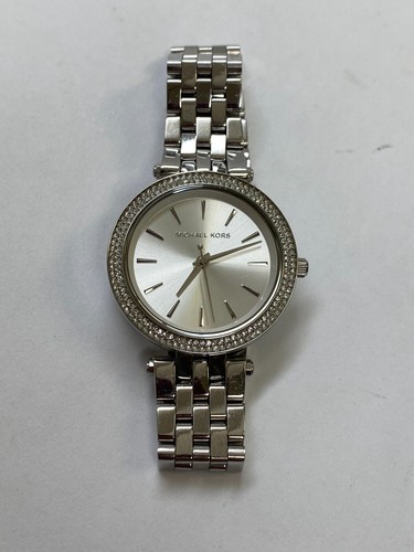 Orologio donna MICHAEL KORS Mini Darci MK3429A quadrante argento BATTERIA NUOVA! PRELOVED!F