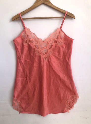 UNDERCOVER Abito slip Victorias Secret etichetta oro vintage raso seta lingerie arancione taglia M