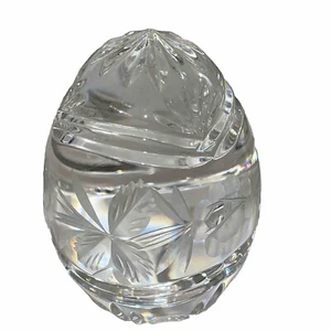 Kristall geschliffenes geätztes Ei Briefbeschwerer Blumenmuster Ostern Kunst Glas - Bild 1 von 10