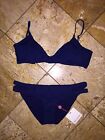 Nwt $180 RED CARTER Splice & Dice Navy Blue 2pc Bikini Swimsuit Set Women's L