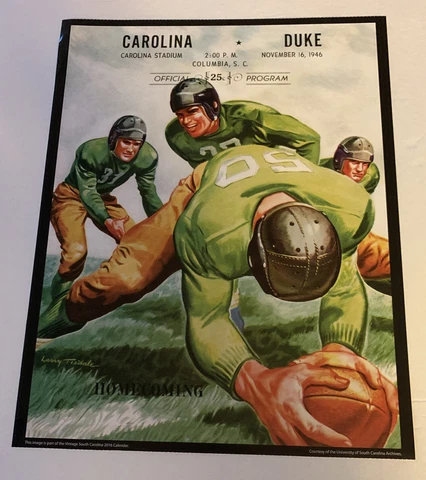 South Carolina Gamecocks v Duke Football 1946 Program Poster Print 14” x 11” Cover