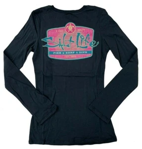 Salt Life Logo Graphic Long Sleeve Shirt Ebony Women BRAND NEW (SLJ10081) - Picture 1 of 2