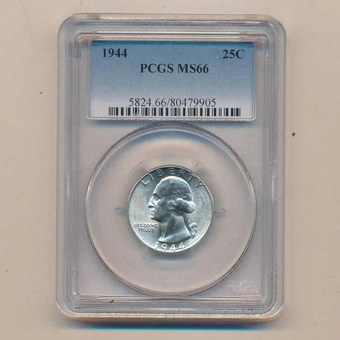1944 WASHINGTON SILVER QUARTER COIN 25C ~ PCGS MS66 ~ SHIPS FREE! Cover