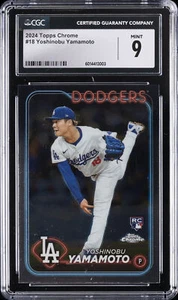 2024 TOPPS CHROME #18 YOSHINOBU YAMAMOTO ROOKIE RC CGC 9 - Picture 1 of 2