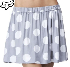 FOX RACING WOMENS GIRL'S CIRCUS SKIRT GREY WHITE pockets dress waist short NEW - Picture 1 of 3
