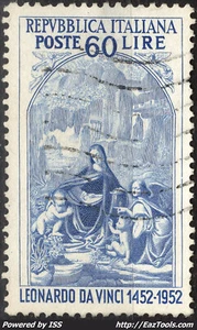 ITALIE LA VIERGE AUX ROCHERS N° 625 AVEC OBLITERATION - Picture 1 of 1