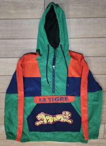 New Le Tigre Hooded Quarter Zip Windbreaker Jacket LD0-003 Small COLOR BLOCK