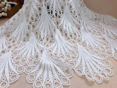 Vestido de vieira círculo hueco bordado encaje guipur tela por yarda moda Foto 1 de 4