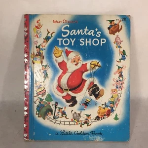 Vtg Childrens Christmas Little Golden Book Disney Santa's Toy Shop 1st? 1950s - Picture 1 of 12