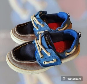 Sperry Topsider Toddler Memory Foam Size 8m Gray/Blue Hook & Loop - Picture 1 of 4