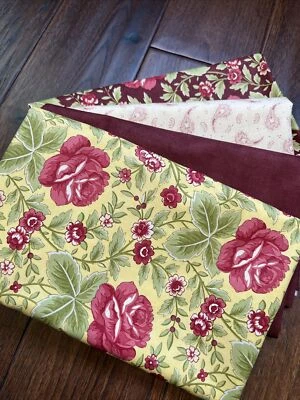 MODA Field Notes By Blackbird Designs 4 Yard Bundle Yellow Rose / Plum Floral - Image 1 of 4