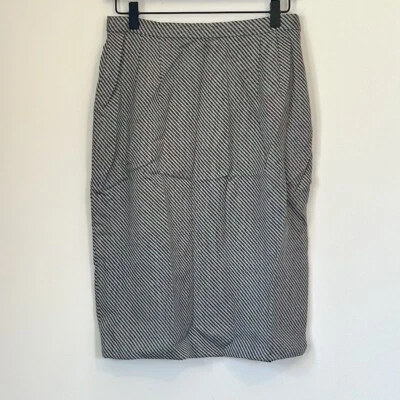 Falda Oscar de la Renta Gris Rayas - Talla 10 Foto 1 de 4