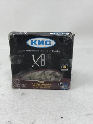 Cadena de bicicleta KMC X8-93 se adapta a 8 velocidades en caja plateada 1/2 x 3/32" bajo mantenimiento Foto 1 de 4