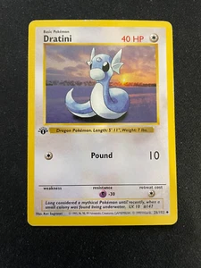 Dratini 26/102 1999 1st Edition Base Set Shadowless Pokemon Card Vintage WOTC LP - Picture 1 of 2