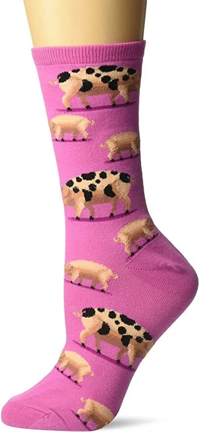 Hotsox Womens Spotted Pig Socks, Pink, 1 Pair, Womens Shoe 4-10 - Image 1 of 1