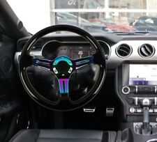 350mm 14" VIP Deep Dish ABS Hard Wood Steering Wheel Black / Neo Chrome Spoke
