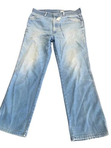 Vintage Mens 70s Jeans Western Denim Blue 34x28 Light Wash Boot Cut - Picture 1 of 8