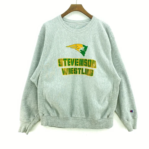 Vintage Champion Stevenson Wrestling Collegiate Gray Sweater Size Large Cover