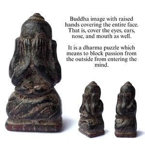 Phra Pidta Maha Aud Buddha Holy Thai Amulet Talisman 2.2" Wood Statue - Picture 1 of 14