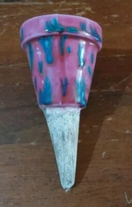 Ceramic Flower Pot Plant Water Spike Feeder Aid Vintage Glazed Red - Picture 1 of 4