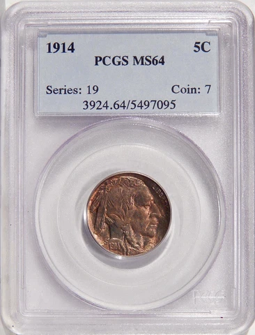 1914 5c PCGS MS 64 OLD HOLDER ~ NEAR GEM BUFFALO NICKEL Cover