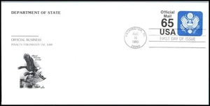 1990 Official Mail 65c stationery entire Sc UO82 ArtCraft FDC eagle & shield - Picture 1 of 1