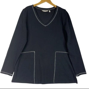 Weiche Umrandung Pullover Damen Medium Tunika Pulli Tasche Langarm Oberteil - Bild 1 von 10