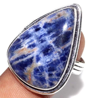 Sodalite 925 Silver Plated Gemstone Handmade Ring US 8 Best Gift For Women JW - Image 1 of 3