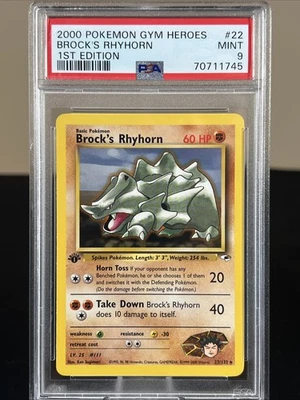 PSA 9 2000 Pokémon Gym Heroes #22 Brock's Rhyhorn 1st Edition - Image 1 of 2